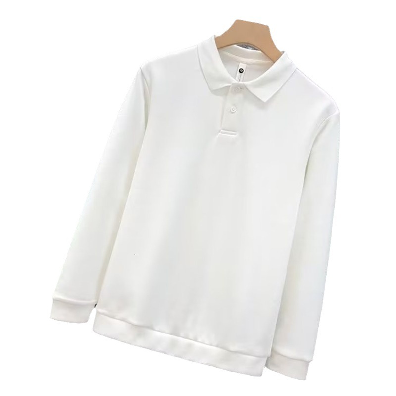 White long sleeved polo shirt mens trendy brand European goods 2023 new autumn top mens casual leading long sleeved T-shirt