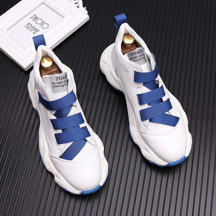 Men Sports Shoes Simple Casual Style Versatile Fashion Thick Sole Personality Outdoor Running Training Triple Blue Yellow Free shipping