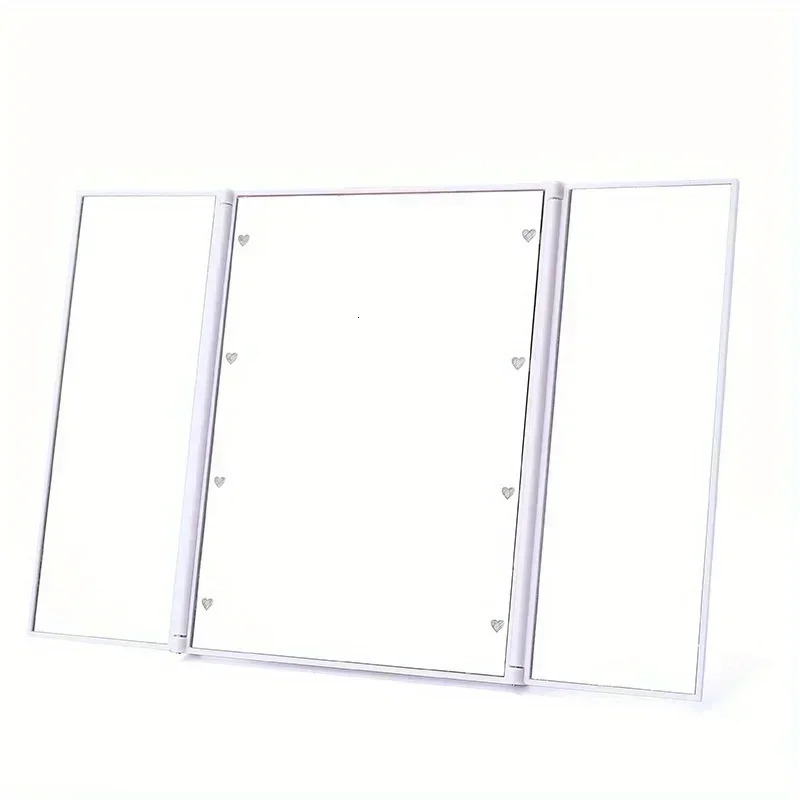 Portable LED Three Sided Makeup Mirror with Folding n Travel Handheld Compact Vanity Cosmetic Mirror with Adjustable Stand 250103