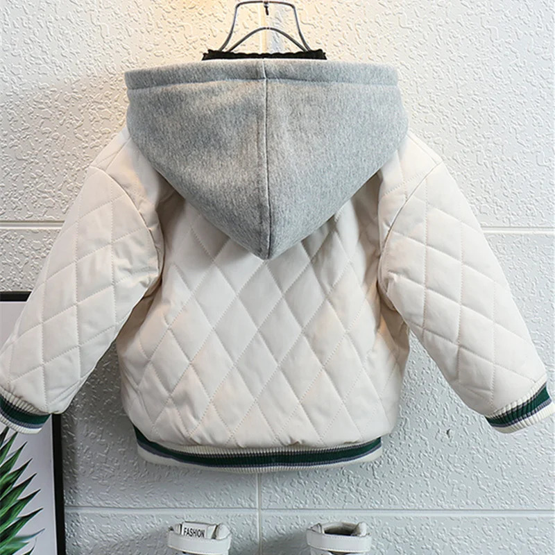 Boys Coat Jacket Outwear Tops Cotton Sweet Thicken Plus Velvet Winter Autumn School Gift Overcoat Childrens Clothes 241226
