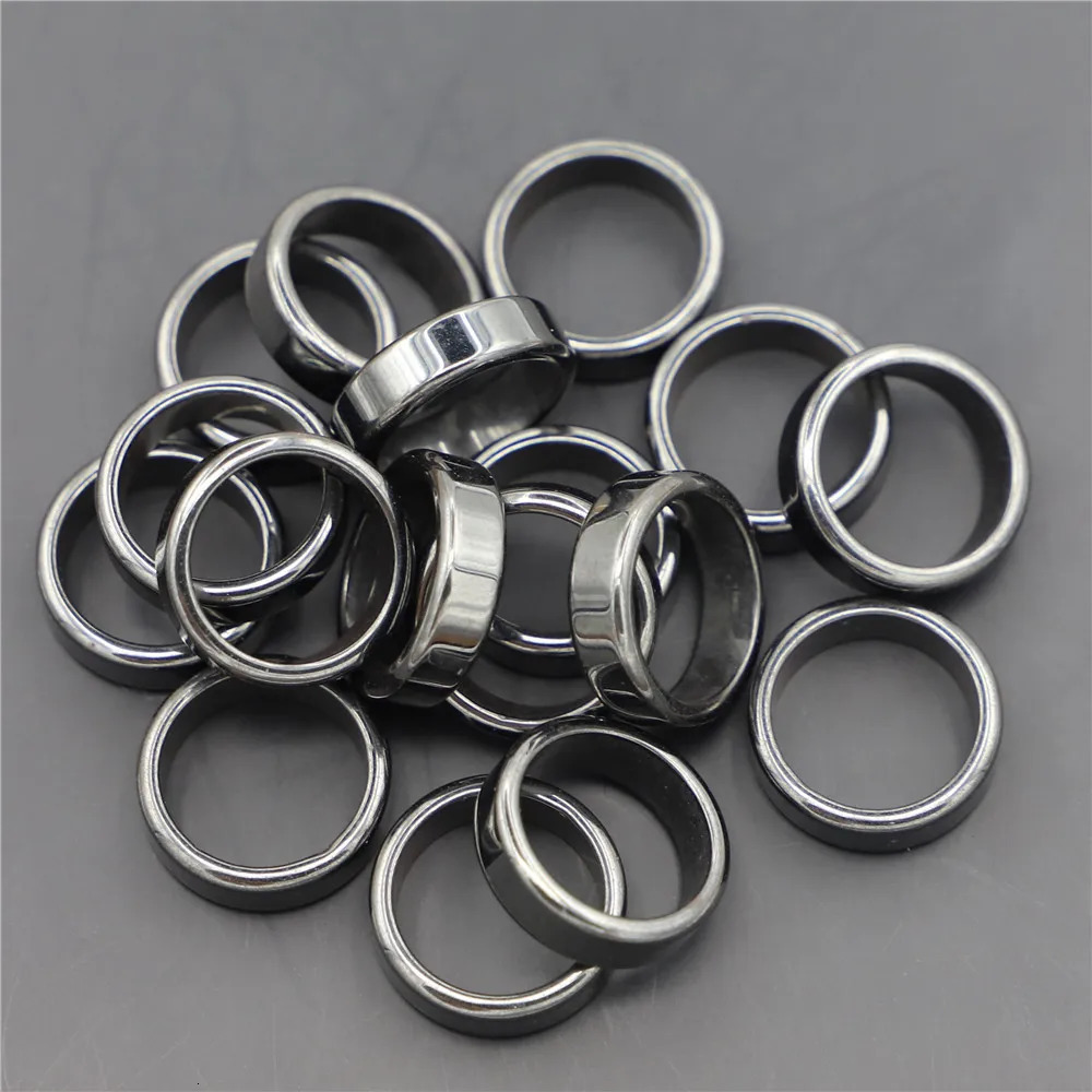 10pcs/ Lot 6mm Unisex Hematite Rings Colorful Gallstone Couple Rainbow Non-magnetic Relieve Anxiety Jewelry Gift Size 16-23 250103