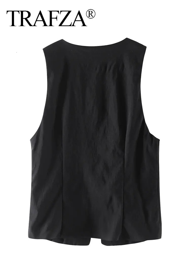 TRAFZA Womens Fashion Lace Vest V-neck Sleeveless Top Y2K Retro Solid Womens Summer Sexy Party Vest 250103