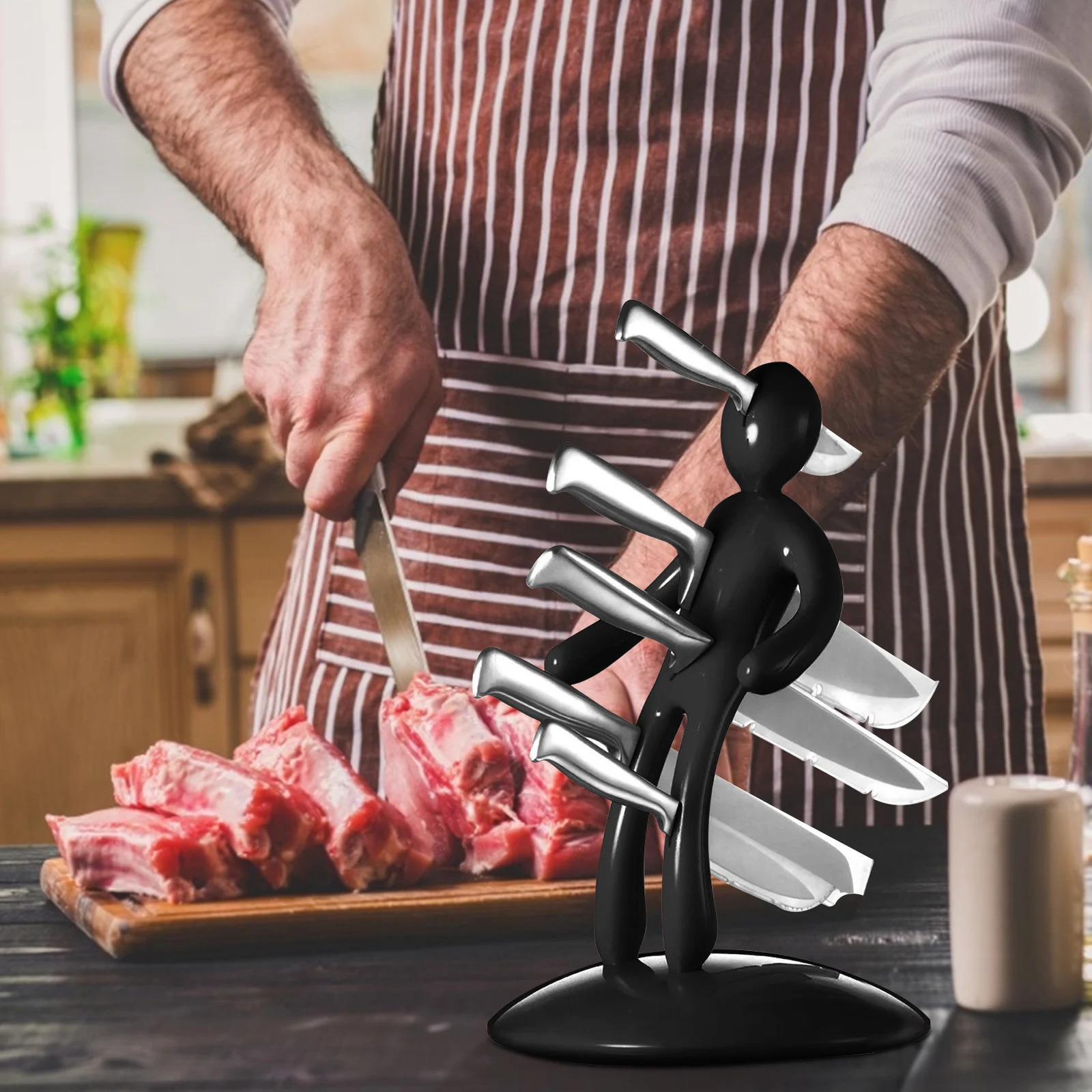 Kitchen Cutlery Storage Organizer Humanoid Knife Block Holder Multifunctional Decoration Kitchen Storage Tool 250102