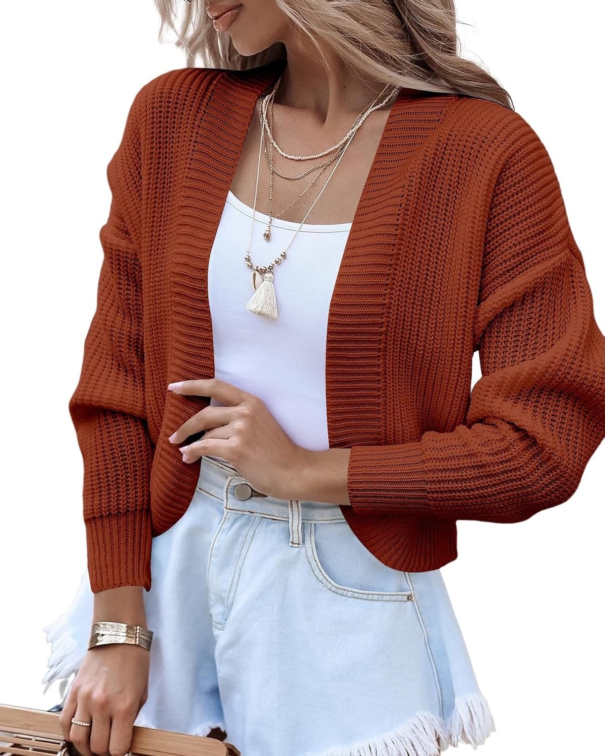 Womens Autumn/winter New Collection Womens Shl Short Style Solid Color Knitted Cardigan Sweater Womens Coat