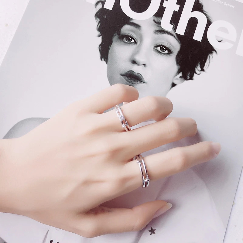 Modian Classic Fashion Adjustable 100% 925 Sterling Silver Couple Rings For Women Wedding Engagement Romantic Jewelry 250103