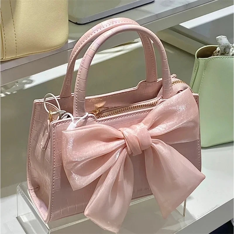 Fashion Womens Clutch Purse Handbags Summer Pink Bowknot Female Underarm Bags Sweet Girls Small Square Shoulder Messenger Bag 250103