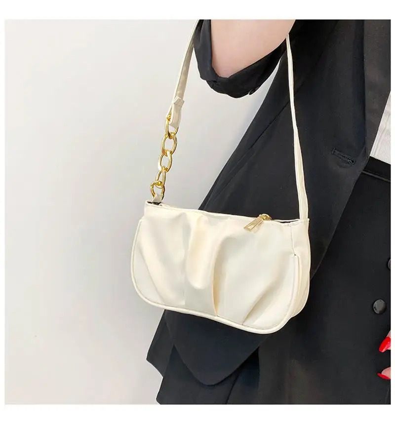 Classic n Underarm Bag Shoulder Solid Color Handbag Leisure Ladies Crescent Retro Dumpling Bags 241226Z