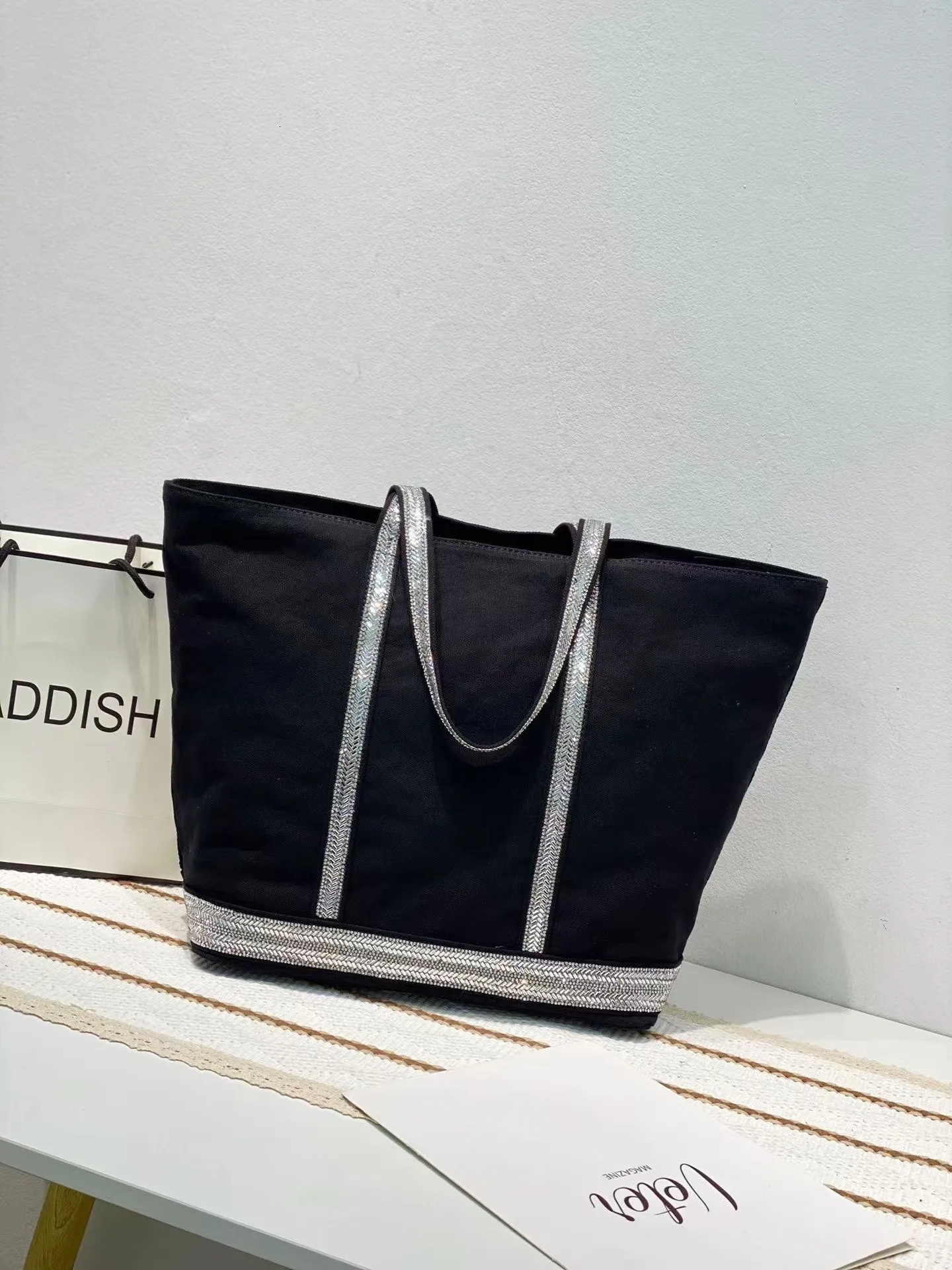 Women Handbag Korean Version Fashion Rhineston Large Capacity Tote Bag Contrast Color Retro Shoulder Bag 250102