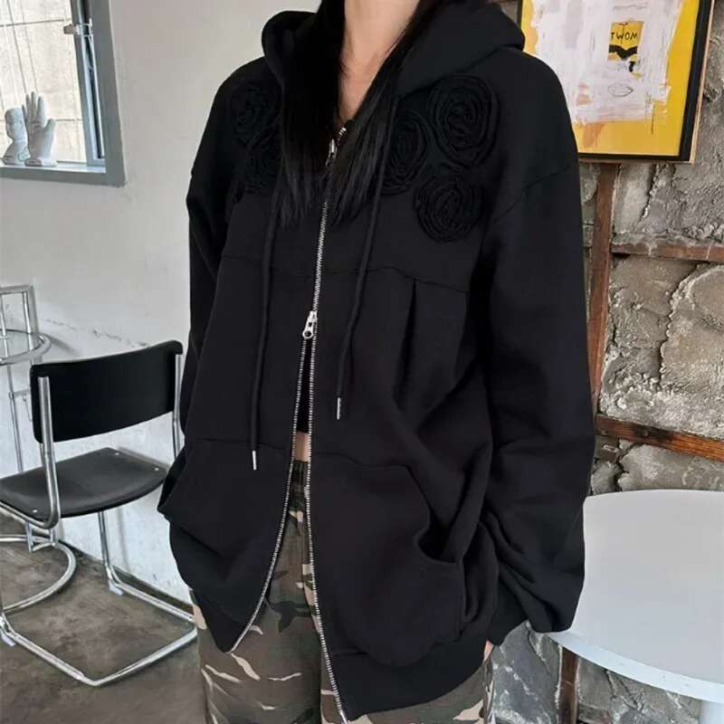 Matakawa Y2k 3D Wers Hoodies Women Tops Spring Autumn Zipper Vintage Sweatshirts Korean Fashion Streetwear Sudaderas