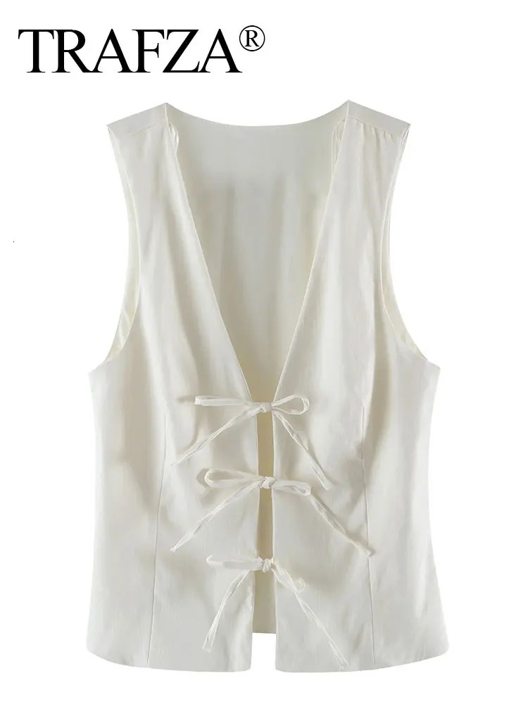 TRAFZA Womens Fashion Lace Vest V-neck Sleeveless Top Y2K Retro Solid Womens Summer Sexy Party Vest 250103