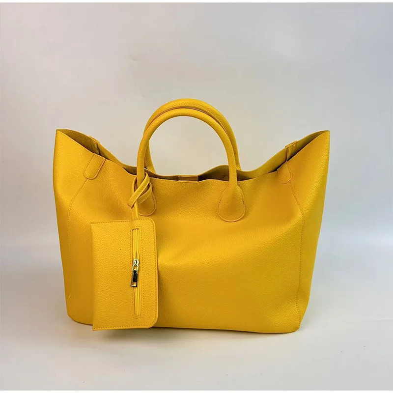 Fashion Womens Soft Leather Tote Bag Large Capacity Candy Color Trend Handbag Shoulder Bag Shopping Travel Big Bags With Purse 250102