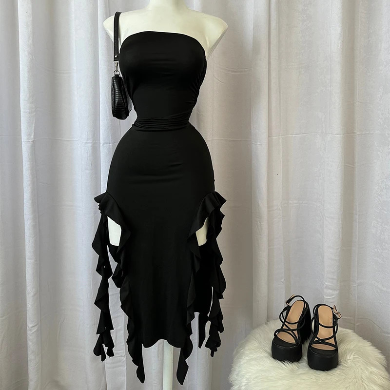 Elegant Evening Gown For Women Summer Without Shoulder Straps Dress Sexy Sleeveless Backless Irregular Party Club Dresses 250103