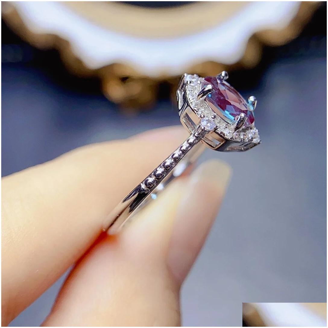 Ring Vintage Unique Oval Alexandrite Engagement 925 Sterling Silver Halo Stone Bridal Wedding For Women Drop Delivery Jewelry Dhc21 R250425