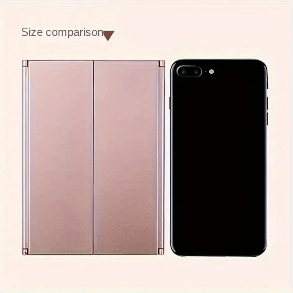 Portable LED Three Sided Makeup Mirror with Folding n Travel Handheld Compact Vanity Cosmetic Mirror with Adjustable Stand 250103