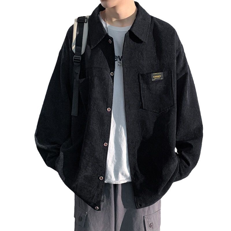 Corduroy long sleeved shirt mens spring and autumn new handsome shirt jacket trendy brand casual clothes