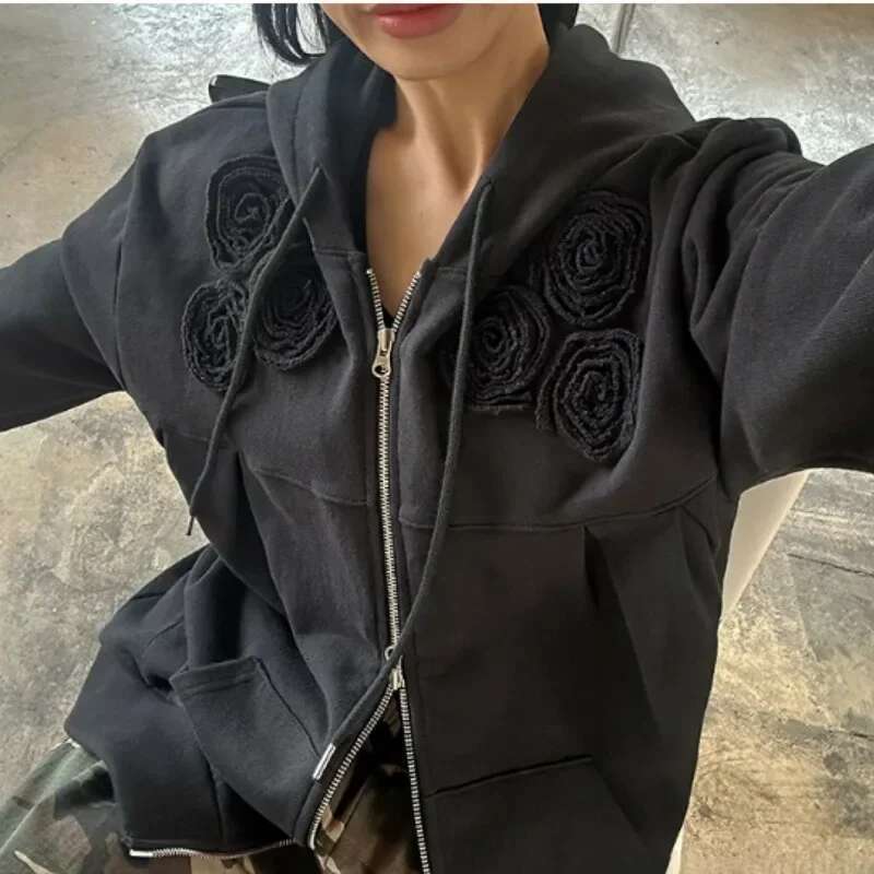 Matakawa Y2k 3D Wers Hoodies Women Tops Spring Autumn Zipper Vintage Sweatshirts Korean Fashion Streetwear Sudaderas