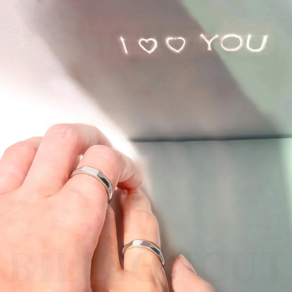 Adjustable Projection Reflective Ring 925 Sterling Silver Couple Ring Anniversary Gift for Lovers Fashion Jewelry 250103