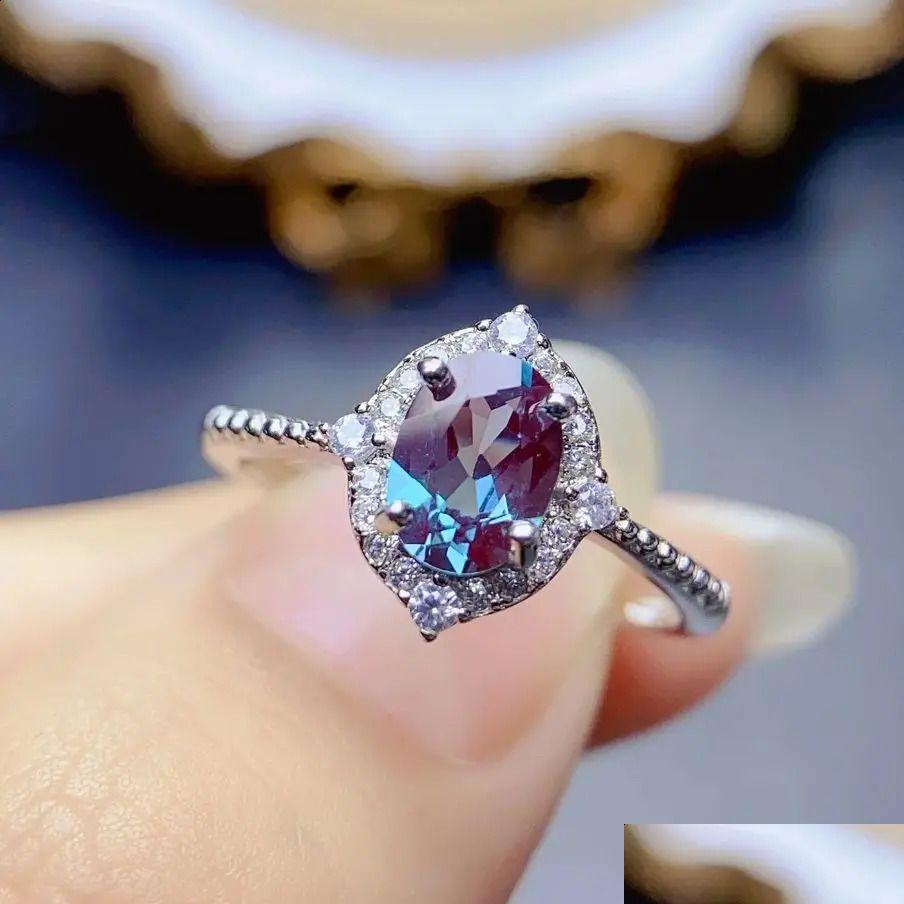Ring Vintage Unique Oval Alexandrite Engagement 925 Sterling Silver Halo Stone Bridal Wedding For Women Drop Delivery Jewelry Dhc21 R250425