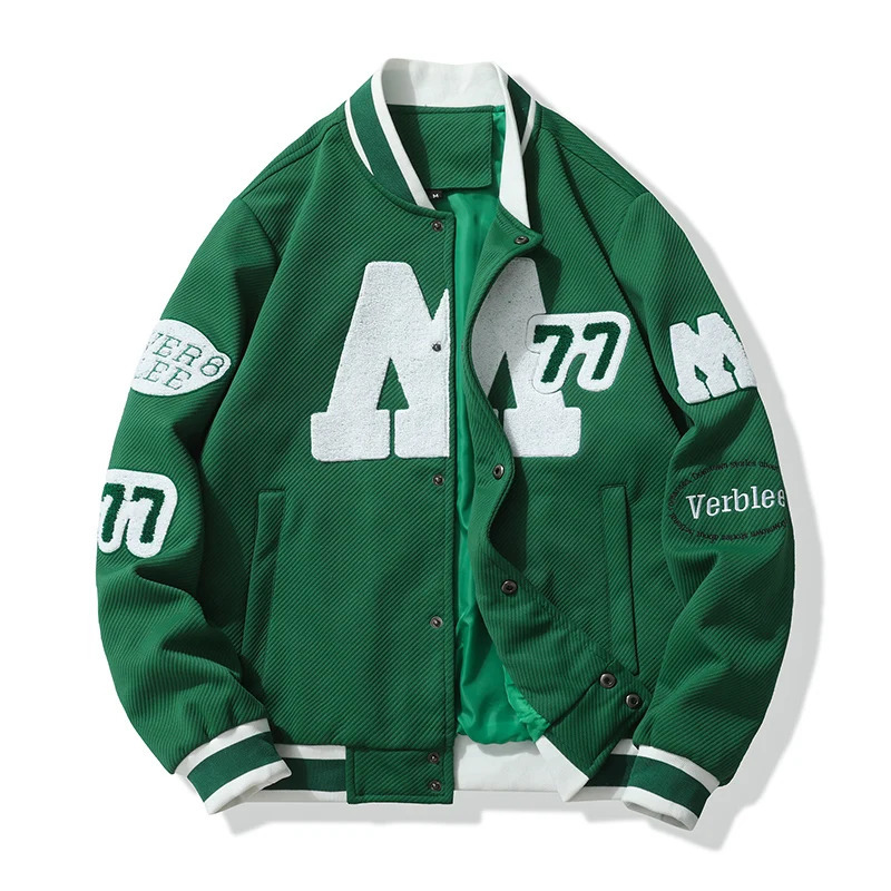 RH7730 Autumnwinter color matching jacket Mens baseball suit Hipster Hong Kong-style American teen jacket Plankton hand 250103