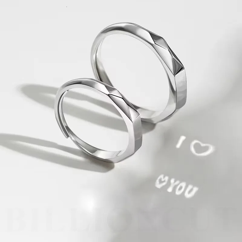 Adjustable Projection Reflective Ring 925 Sterling Silver Couple Ring Anniversary Gift for Lovers Fashion Jewelry 250103