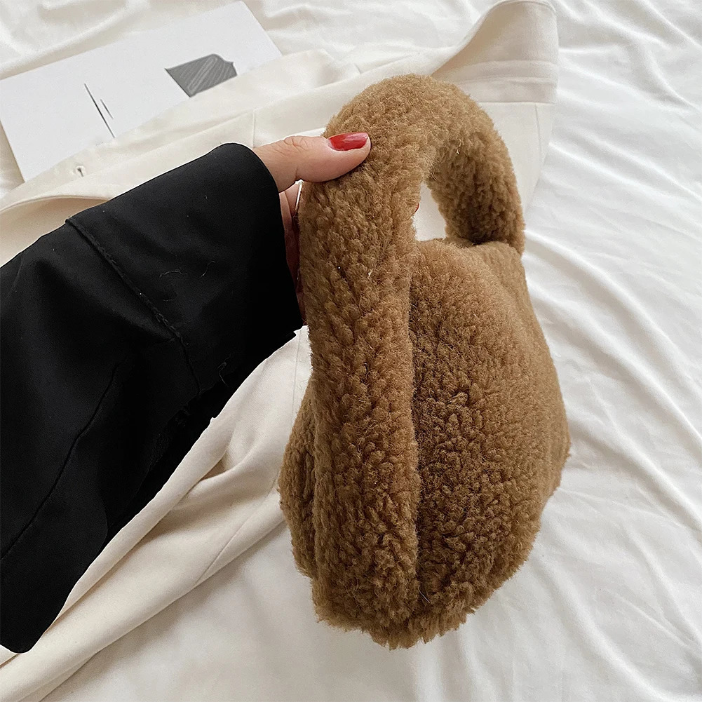 Women Plush Tote Handbag Fashion Furry Satchel Bag Casual Fuzzy Top Handle Versatile Soft 241226