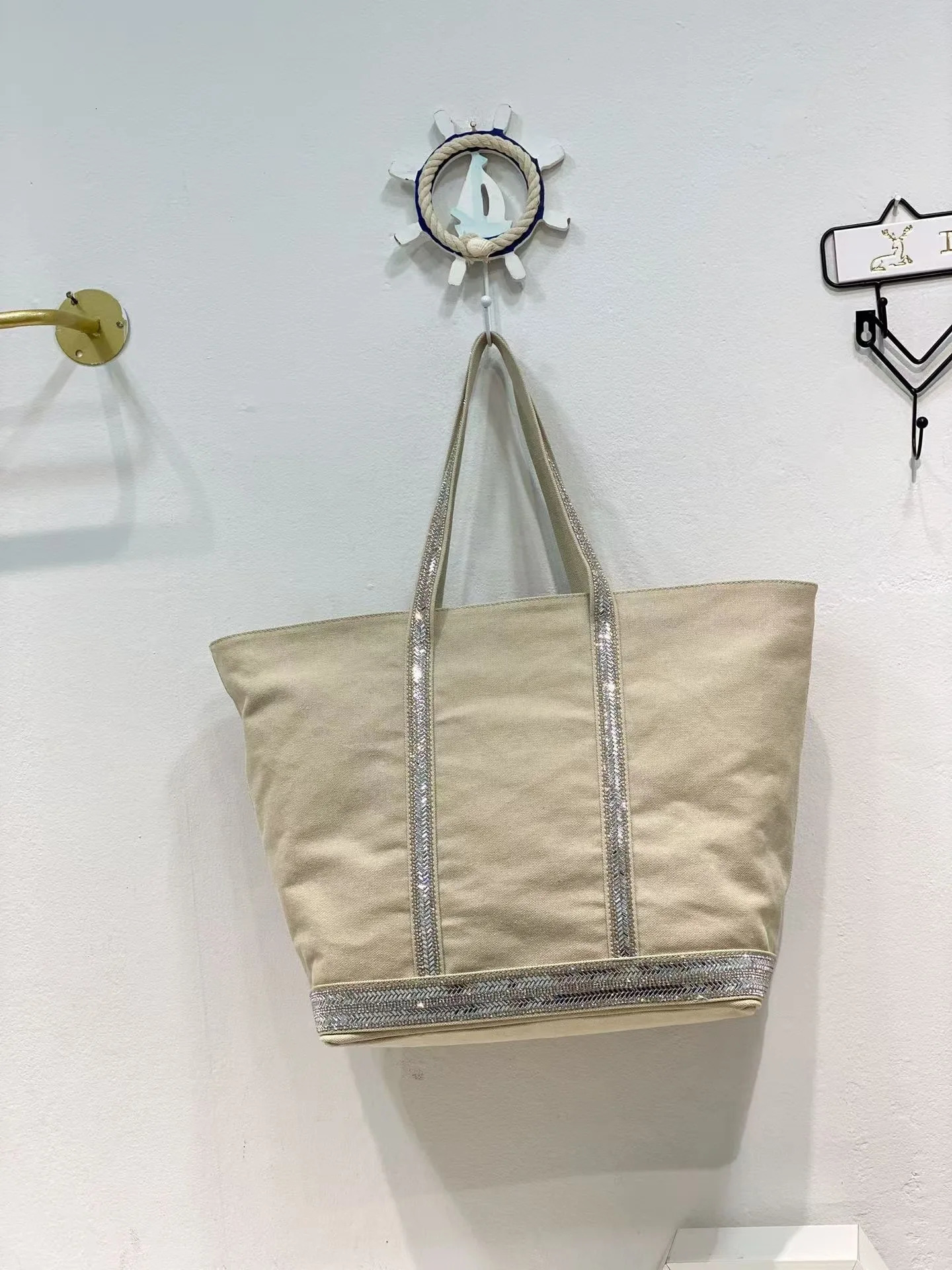 Women Handbag Korean Version Fashion Rhineston Large Capacity Tote Bag Contrast Color Retro Shoulder Bag 250102