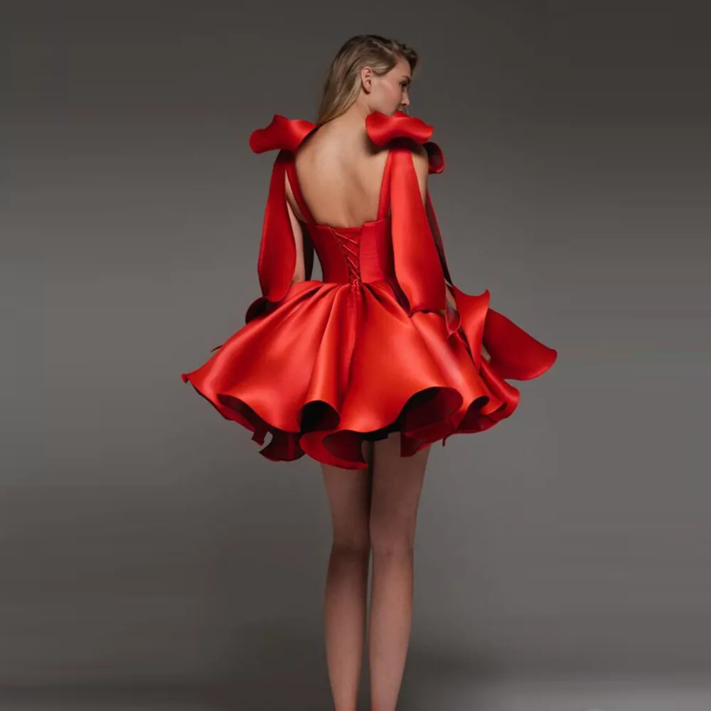 Red Little Black Girls Short Prom Graduation Dresses Strapless Ruffled Mini Cocktail Dress Aso Ebi Birthday Party Dress Homecoming Gowns Vestido De No