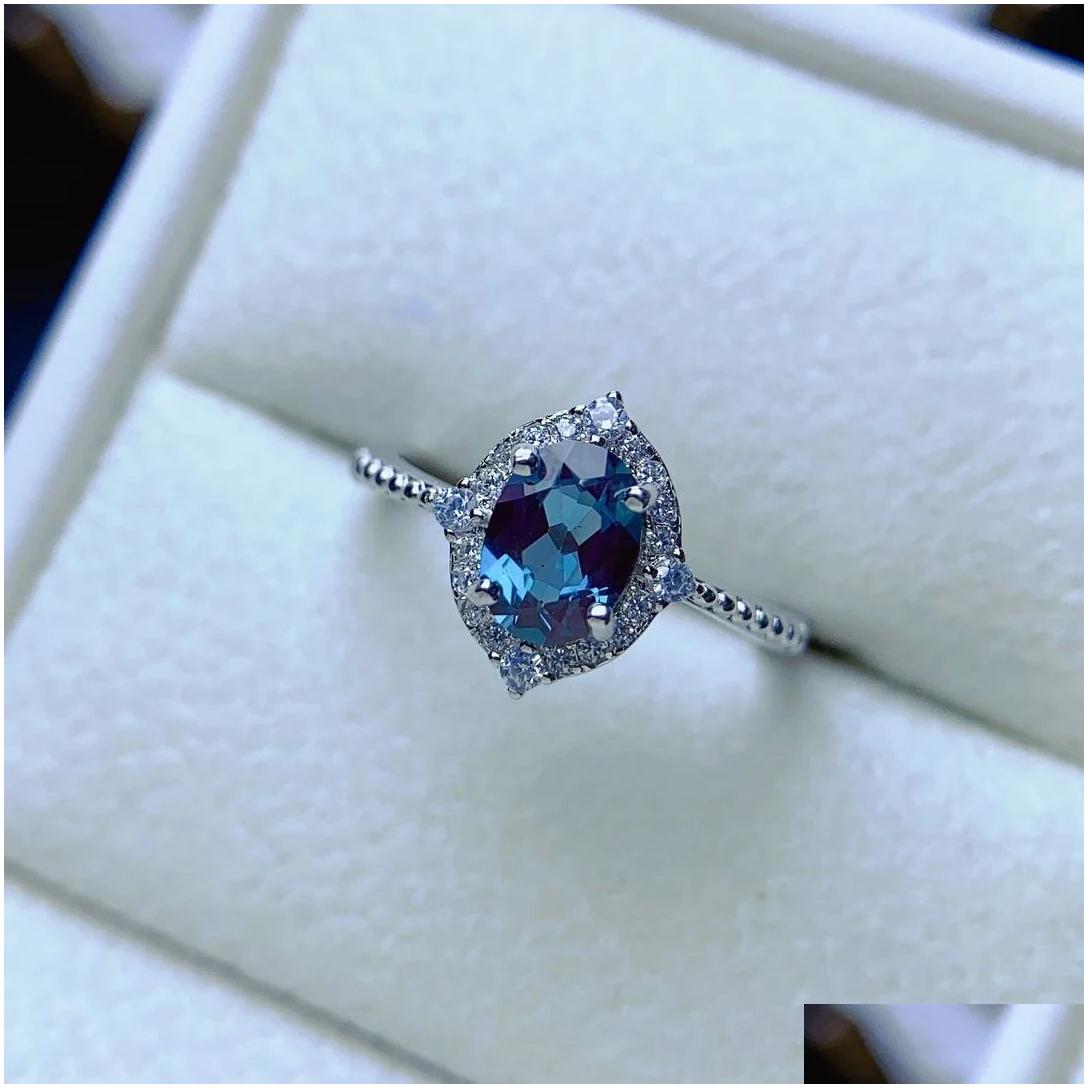Ring Vintage Unique Oval Alexandrite Engagement 925 Sterling Silver Halo Stone Bridal Wedding For Women Drop Delivery Jewelry Dhc21 R250425