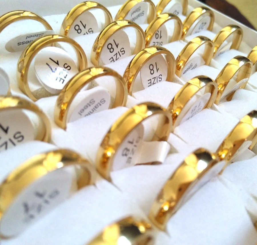 50PCS 4mm Couple Stainless Steel Band Rings Wedding Jewelry Anniversary Wholesale 250103