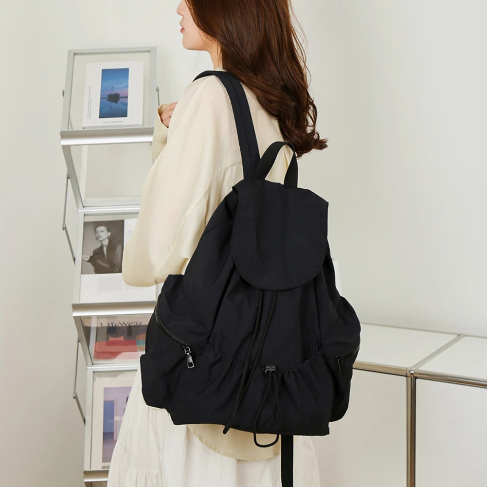 Nylon Drawstring Backpack Outdoor Travel Daypack Large Capacity Casual Rucksack Adjustable Strap Travel Bags for Women 250102