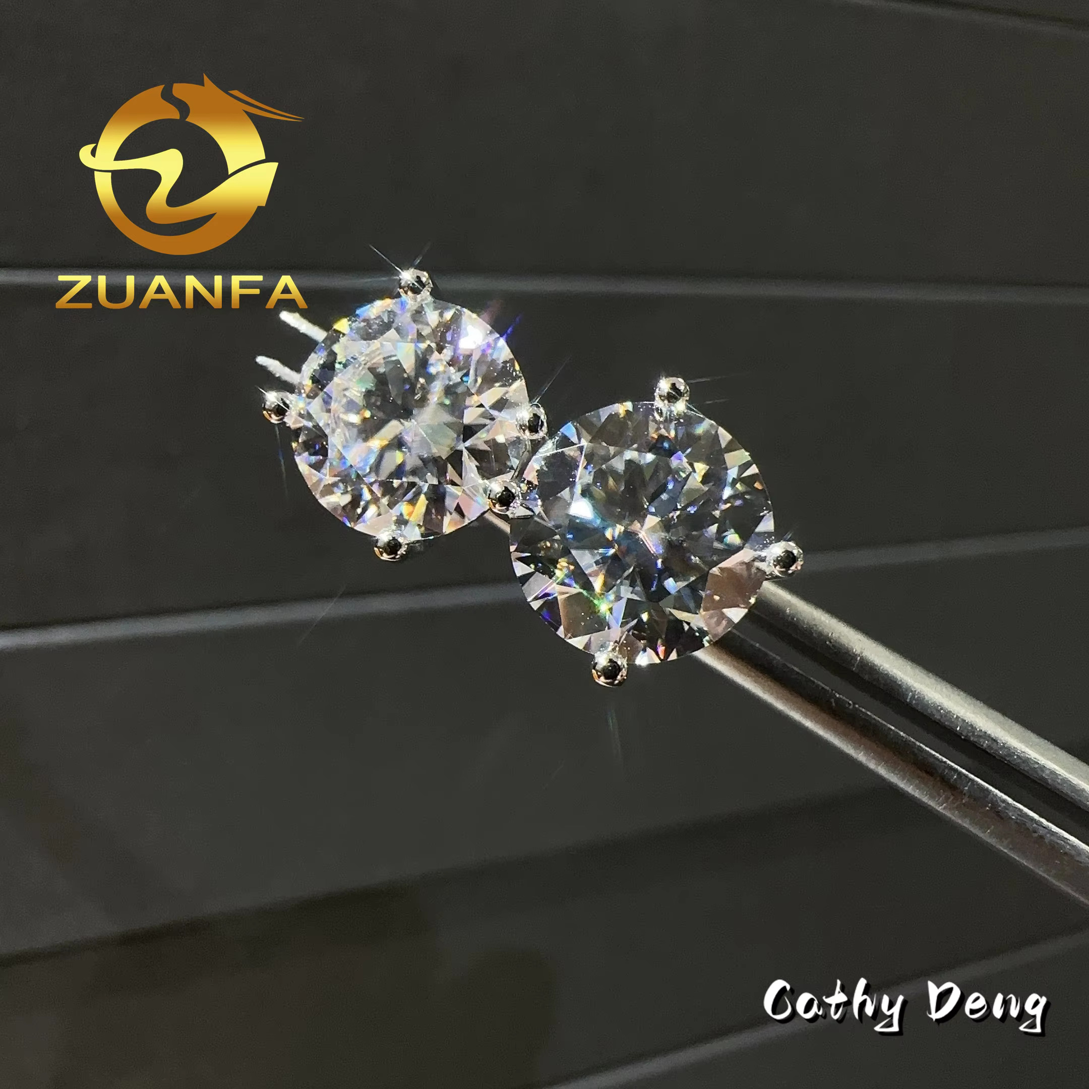 Gold Plated DVVS Moissanite earrings Screw Back Round cut 4 Prong Stud Earrings Sier Hip hop Earring for men and women