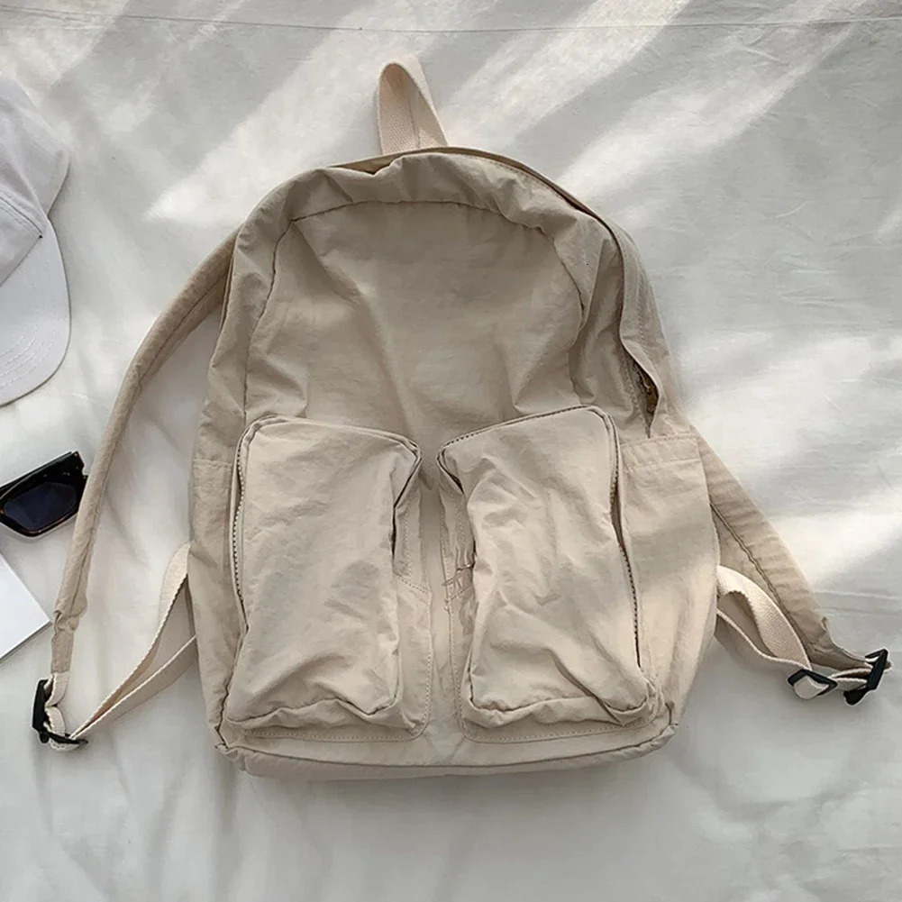Nylon Commuting Backpack Adjustable Shoulder Straps Unisex Leisure Rucksack Multi-pocket Large Capacity for Men Women 250102