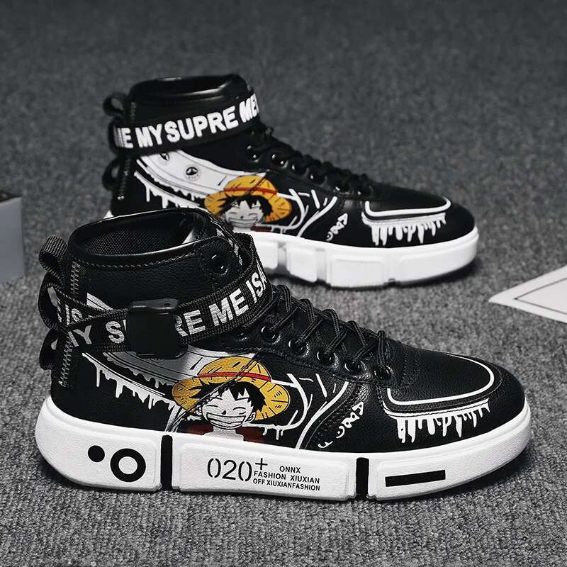 New animation One Piece Luffy autumn and winter high top students leisure sports breath able non-slip shoes gift