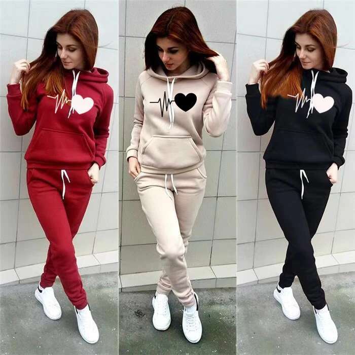 Womans Tracksuit Two Piece Set Hooded Sweatshirts+sweatpants Suit Lady Casual Jogging Pullovers Fashion Sports Outfits Clothing