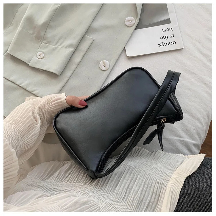 Retro Soft PU Leather Women Shoulder Underarm Bags Casual Solid Color Small TopHandle Handbags Ladies Fashion 241226