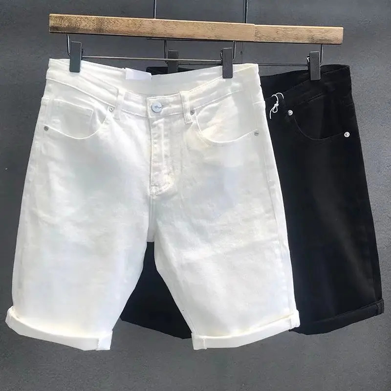 Summer White Black Denim Mens Fashion Ultra Thin Street Bag Shorts 241230