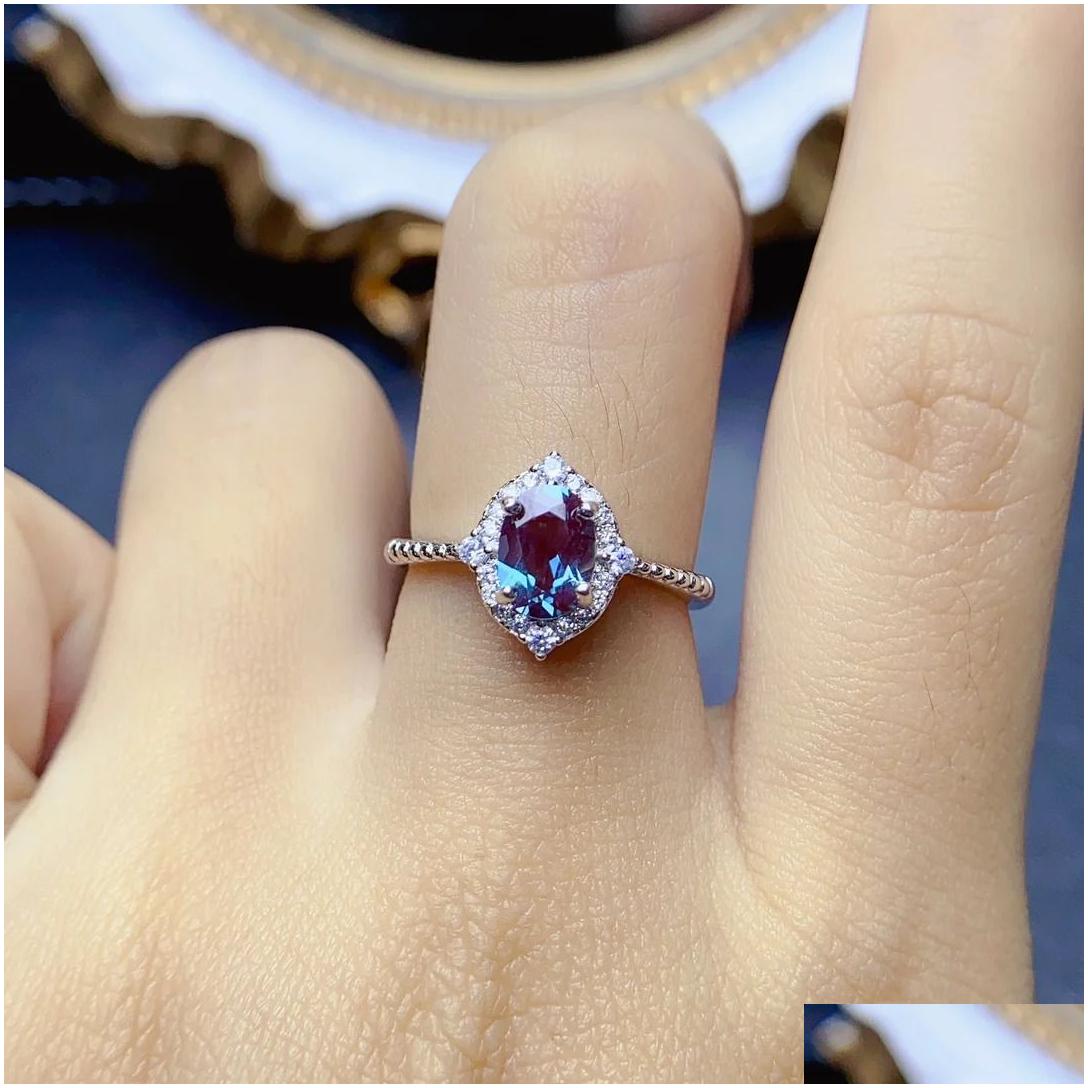 Ring Vintage Unique Oval Alexandrite Engagement 925 Sterling Silver Halo Stone Bridal Wedding For Women Drop Delivery Jewelry Dhc21 R250425