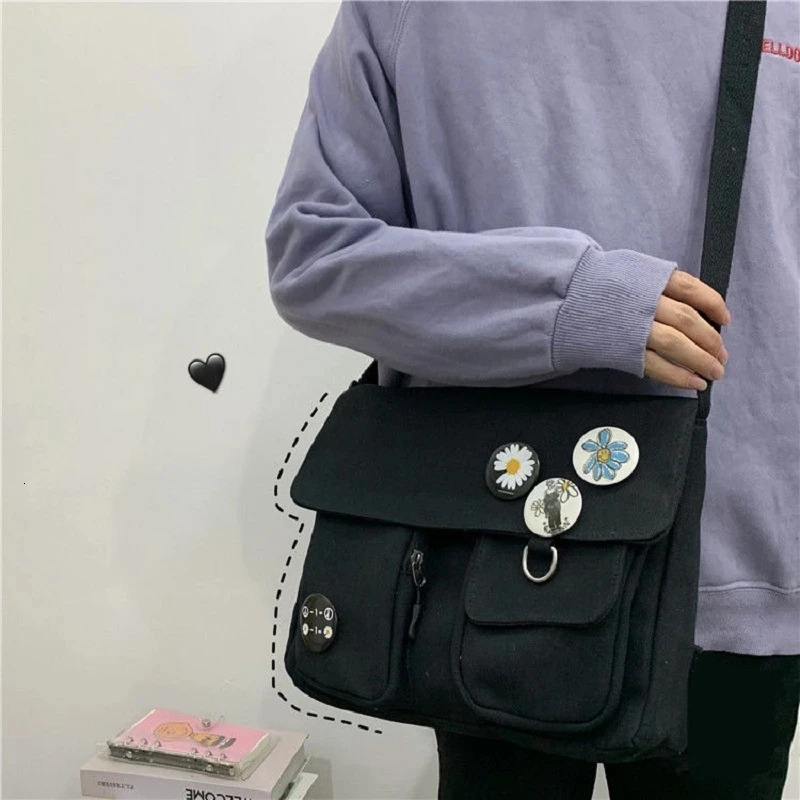 Xierya Women Canvas Messenger Bag Youth Ladies Fashion Shoulder Student Large Capacity Female Crossbody Bags Woman Packet 241226