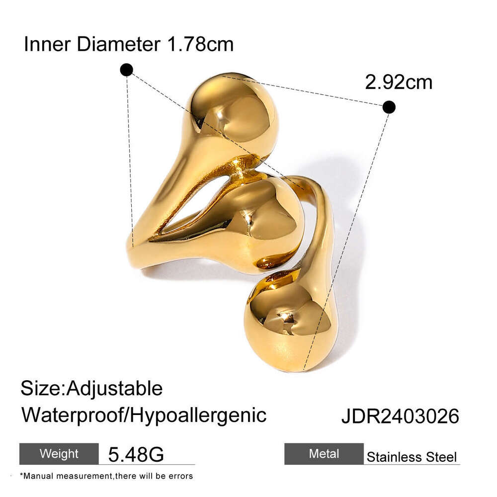Wanxing INS Wind Combination Open Ring Gold Stainless Steel Five Petal Butterfly Knot and Earrings