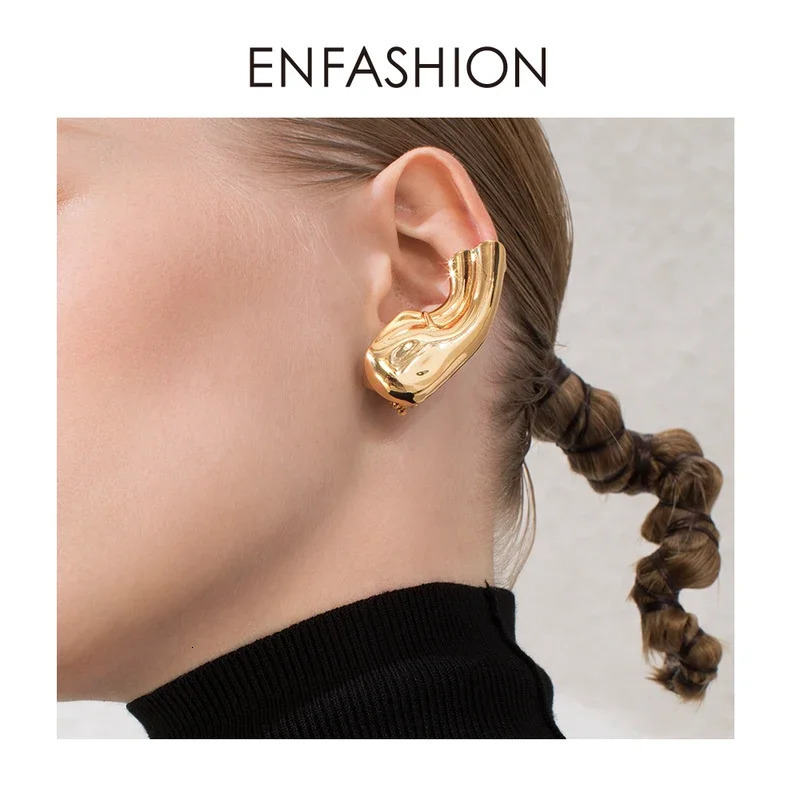 FUQI Niche n Punk Earlobe Ear Cuff Clip On Earrings For Women Gold Auricle Earring Without Piercing Ladies Fashion Jewelry 250103