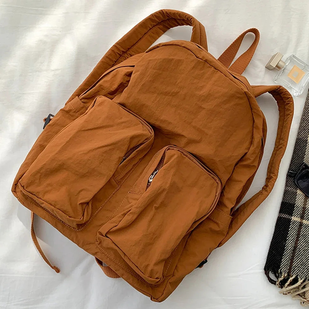 Nylon Commuting Backpack Adjustable Shoulder Straps Unisex Leisure Rucksack Multi-pocket Large Capacity for Men Women 250102