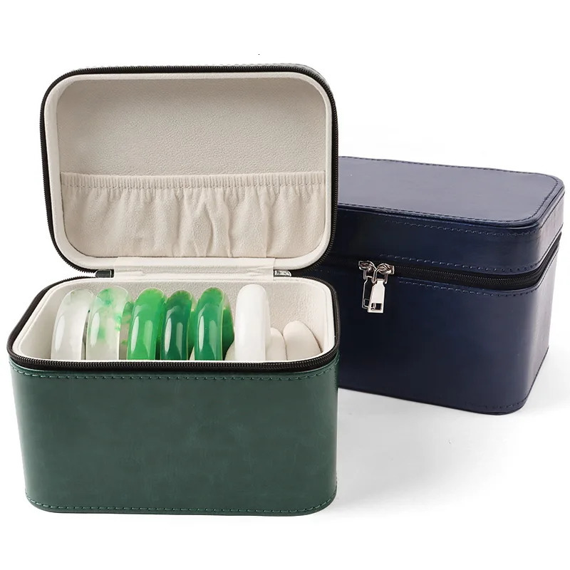 High Quality Leather Jewelry Bracelet Box 7 Jade Position Ring Pendant Display Storage 241225