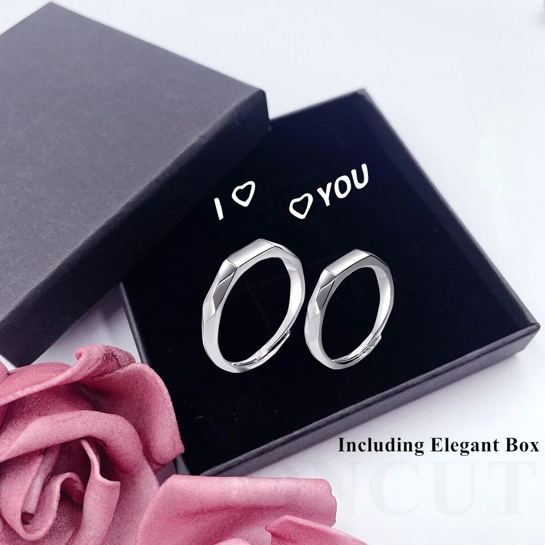 Adjustable Projection Reflective Ring 925 Sterling Silver Couple Ring Anniversary Gift for Lovers Fashion Jewelry 250103