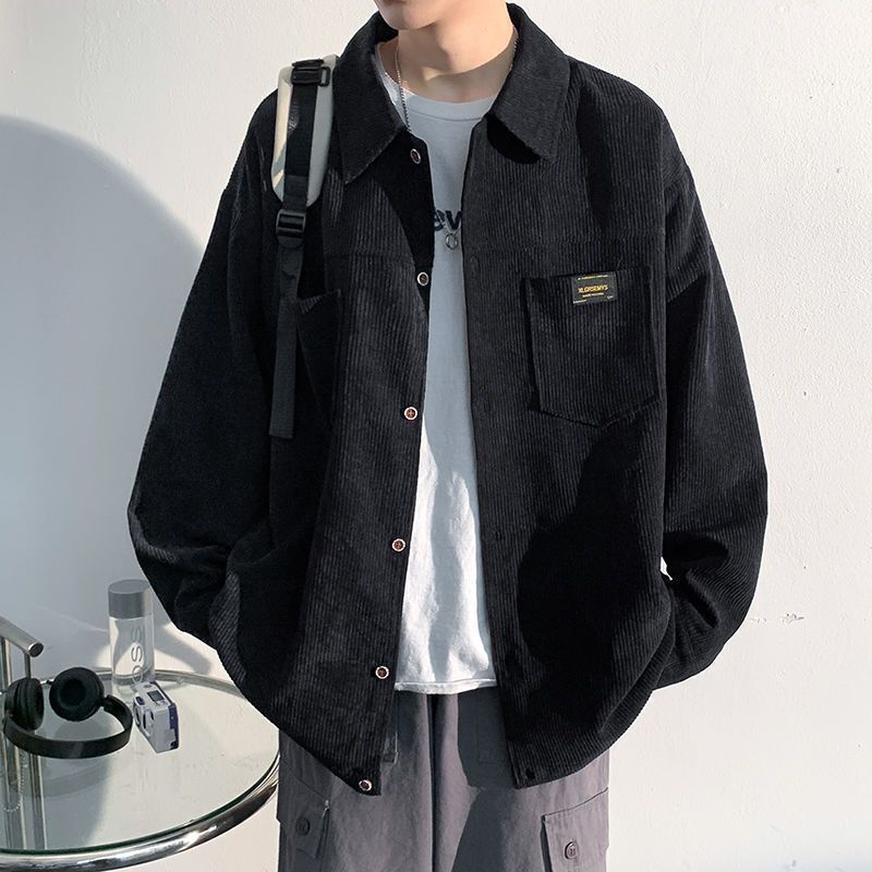 Corduroy long sleeved shirt mens spring and autumn new handsome shirt jacket trendy brand casual clothes