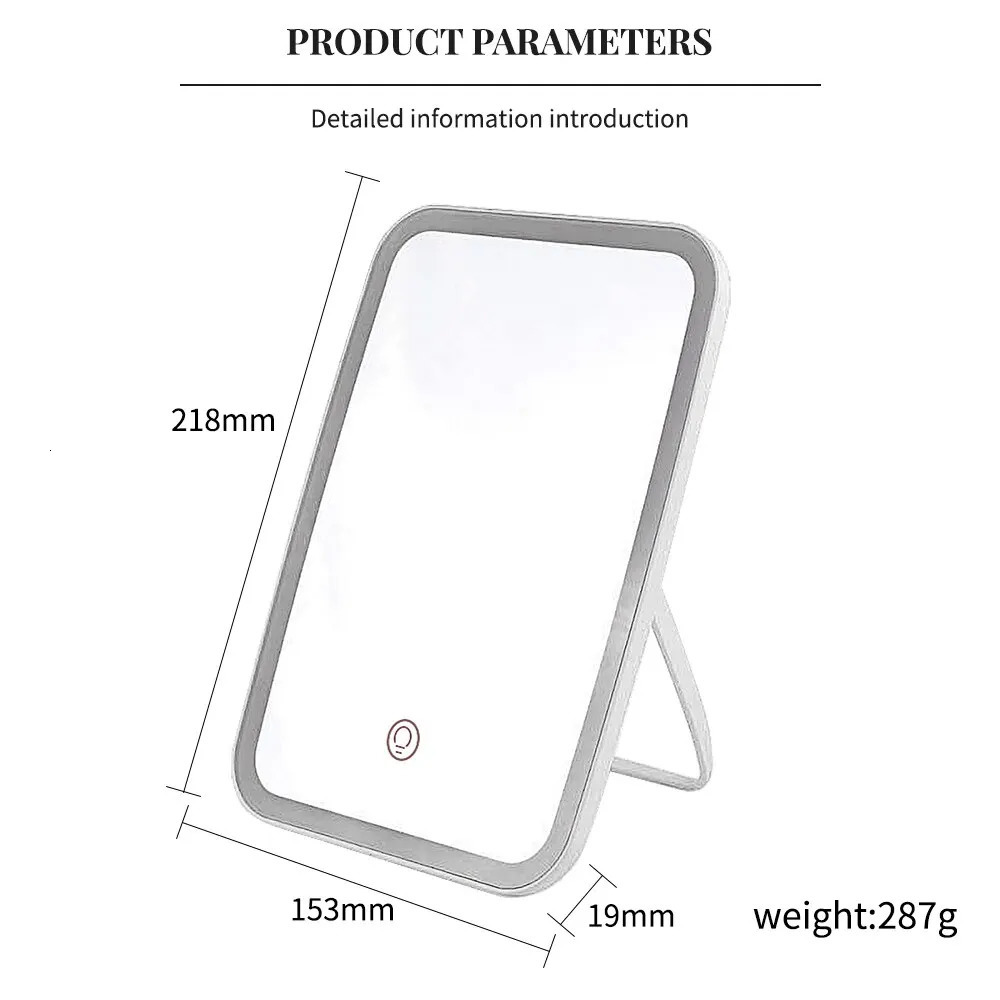 LED Tricolor Light Foldable Makeup Mirror Rechargeable Rotating Portable Mirror Lamp Ladies Dormitory Beauty Mirror 250103