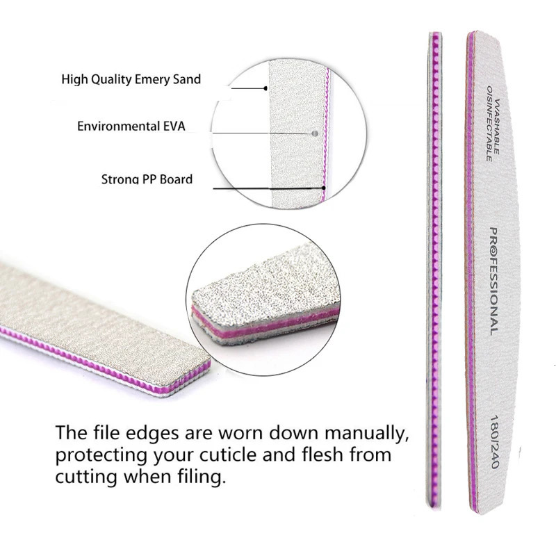 510Pcs Banana Nail Files Set 180240 Grit Sandpaper Sanding Nails Buffer File Professional Supply Manicure Accessories And Tool 241230