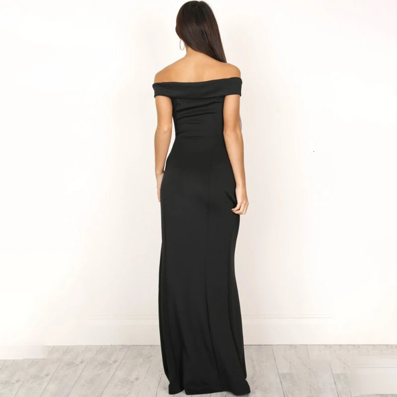Summer Elegant Party Dresses Evening Sexy Blue Slim Maxi Dress Slash Neck Off Shoulder Wedding Guest for Women 250103