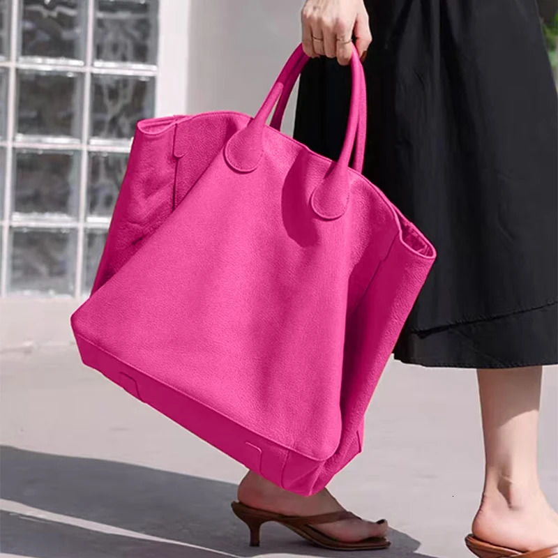 Fashion Womens Soft Leather Tote Bag Large Capacity Candy Color Trend Handbag Shoulder Bag Shopping Travel Big Bags With Purse 250102