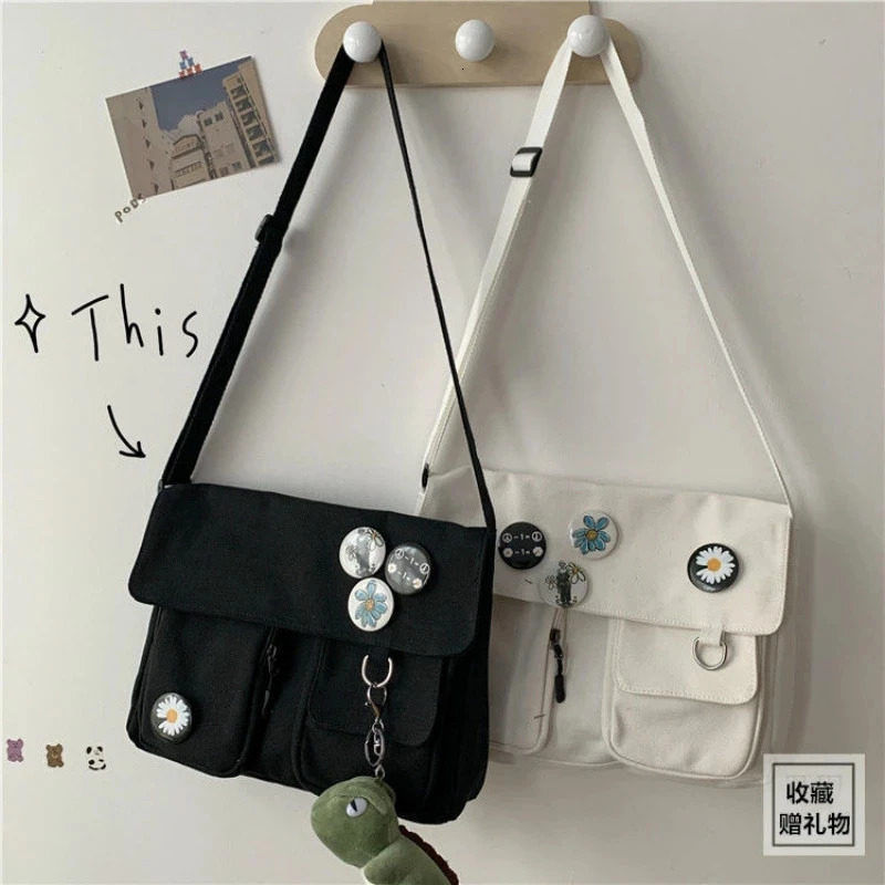 Xierya Women Canvas Messenger Bag Youth Ladies Fashion Shoulder Student Large Capacity Female Crossbody Bags Woman Packet 241226