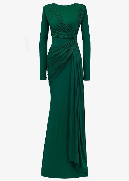2025 autumn and winter sexy and elegant evening dress with round neck slim fit high waist and hip embrace long sleeved dress